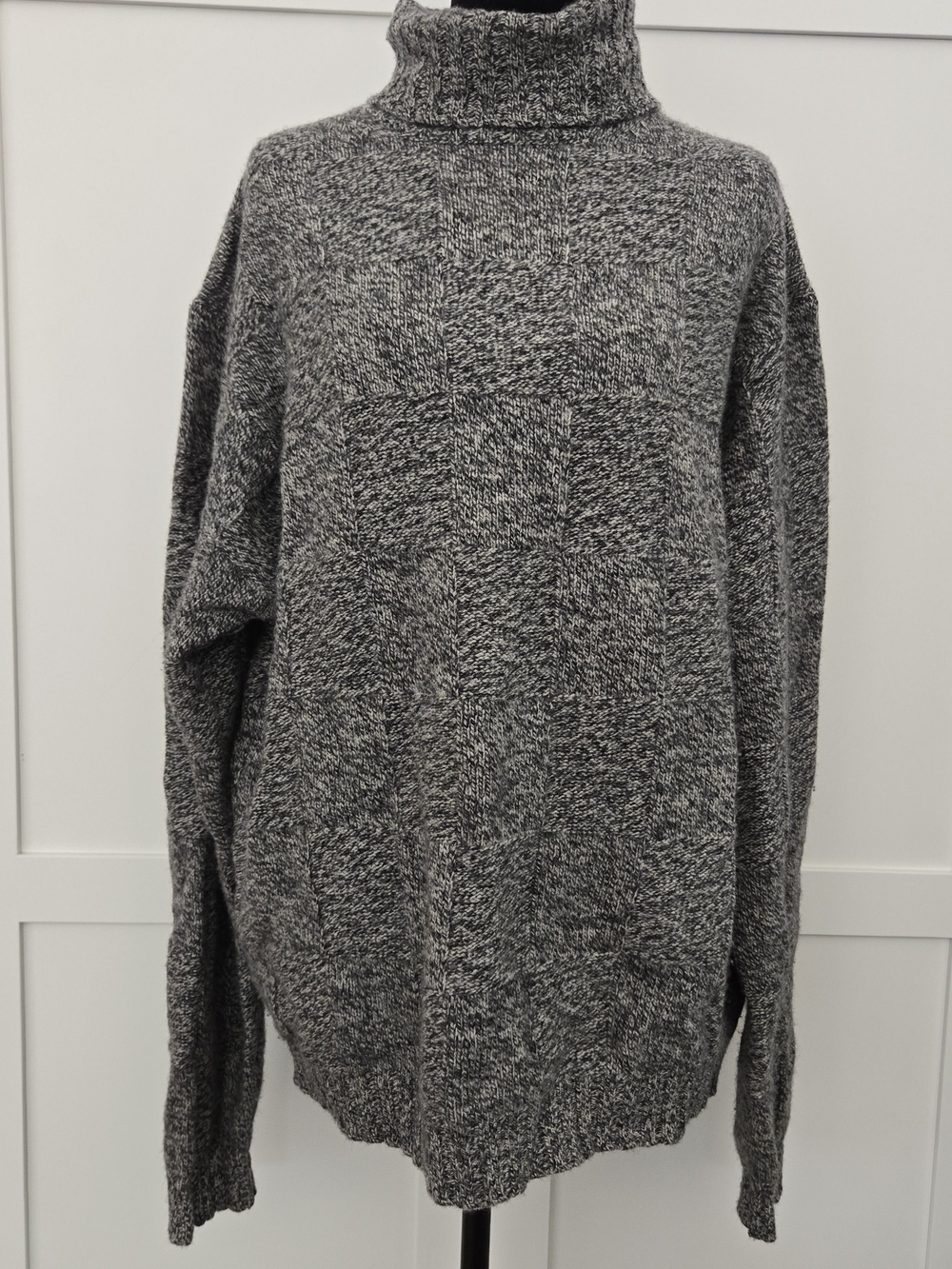 VTG Grant Thomas Wool Cashmere Turtleneck Sweater Men's L Oversized Marled Gray